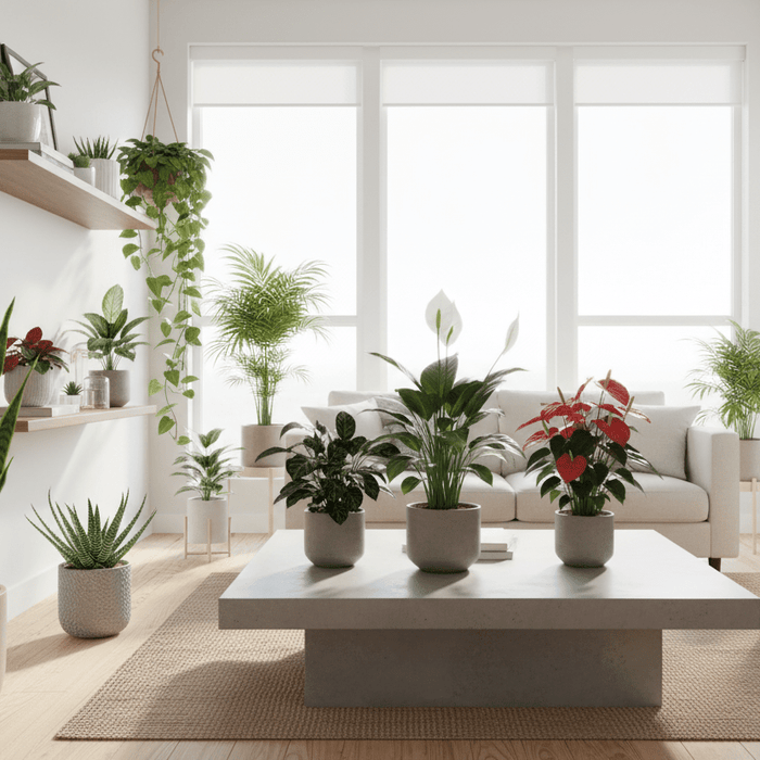 Bright living room filled with lush potted plants showcasing tips for growing ornamental plants indoors