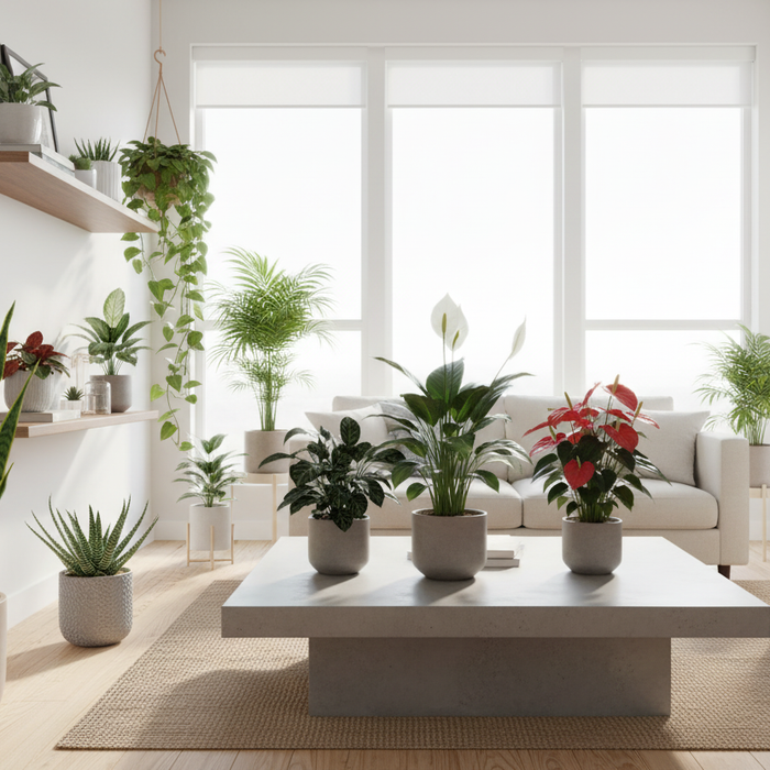 Bright living room filled with lush potted plants showcasing tips for growing ornamental plants indoors
