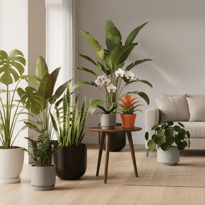 Lush living room filled with tropical foliage showcases growing exotic plants at home for vibrant decor