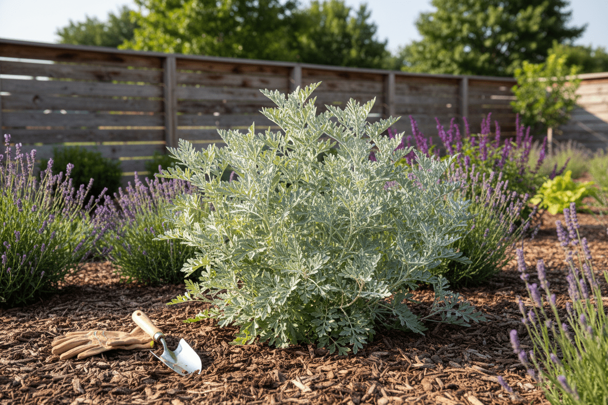 Wormwood herb growing guide for thriving backyard gardens with healthy plants and essential gardening tools