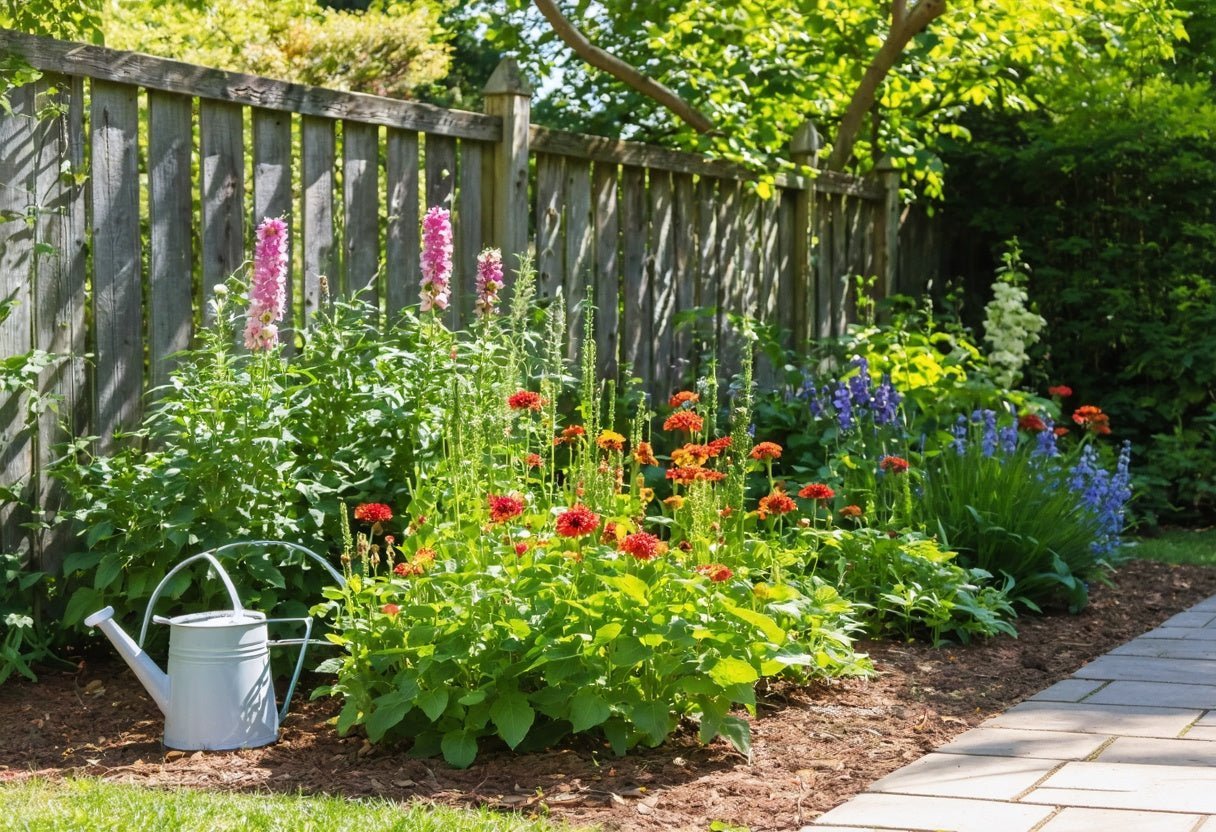 Colorful heat tolerant perennials thriving in a sunny backyard garden, inspiring your resilient planting journey