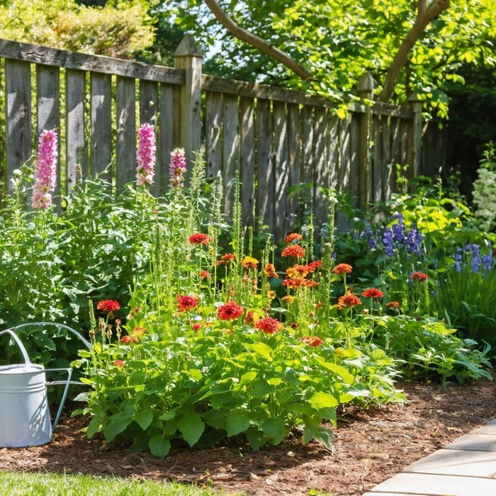 Colorful heat tolerant perennials thriving in a sunny backyard garden, inspiring your resilient planting journey