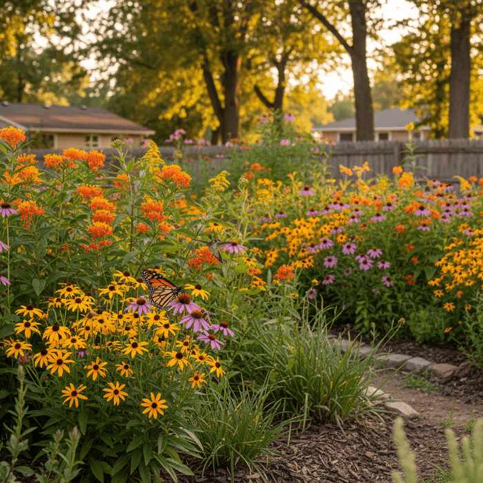 Colorful backyard blooms and butterflies highlight tips from the native wildflower gardening guide for home gardeners