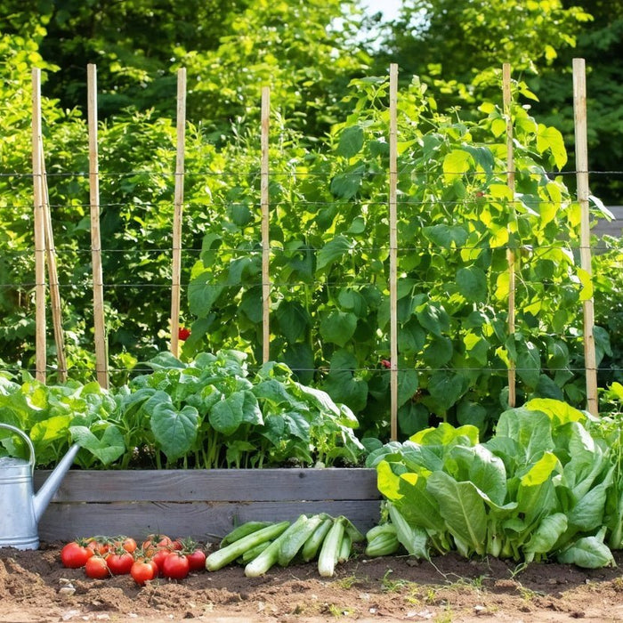 Fresh summer garden with tomatoes, cucumbers, and leafy greens – discover the best vegetables to plant in July