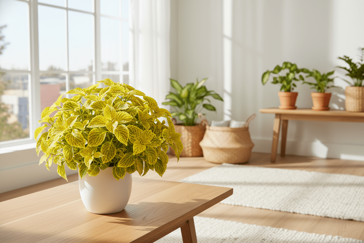 Yellow iresine care tips for thriving indoor plants in bright, modern home garden spaces