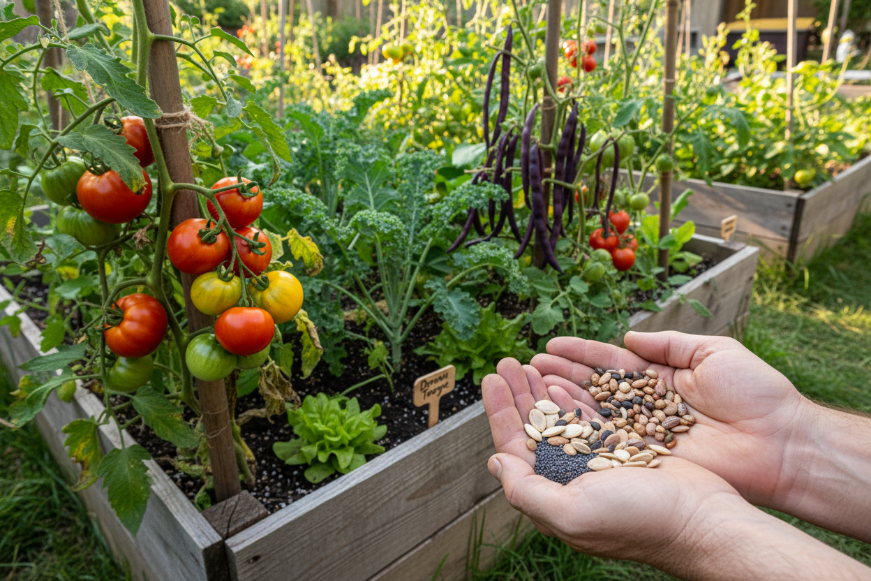 Heirloom seed growing guide for thriving backyard gardens with fresh vegetables and diverse seeds